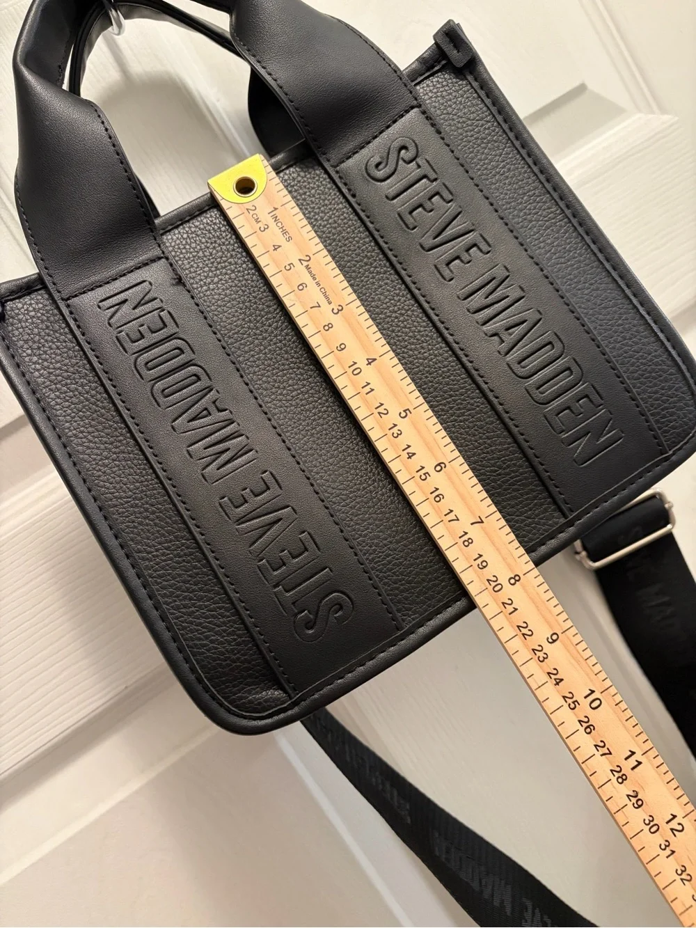 Steve Madden Black Logo Tote Crossbody Bag w/ Card Holder